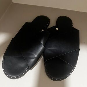 Black Studded Women's Slide Sandals